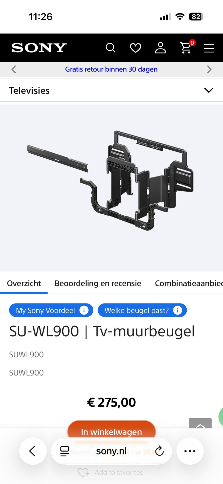 Sony SU-WL850 TV-muurbeugel - Nieuw, ongebruikt, Ophalen, Nieuw