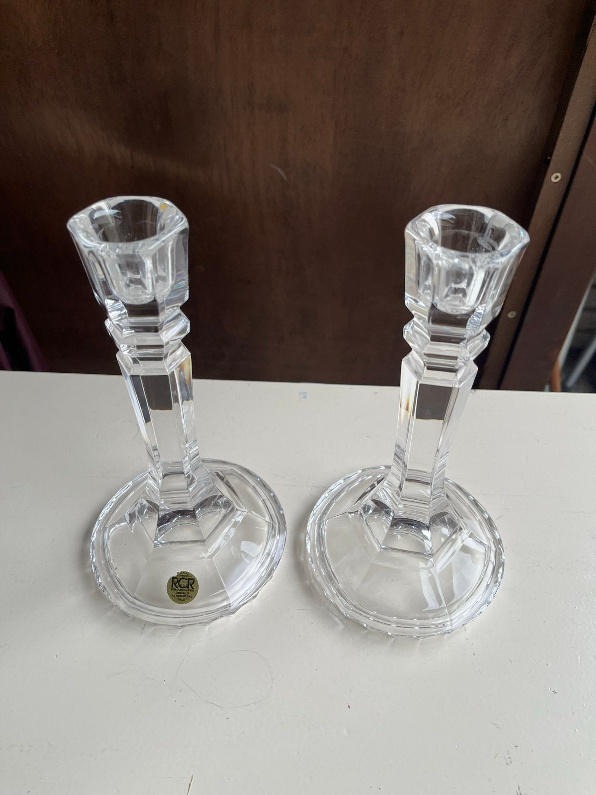 Set van 2 RCR Royal Crystal Rock kandelaars - 20 cm, Ophalen of Verzenden