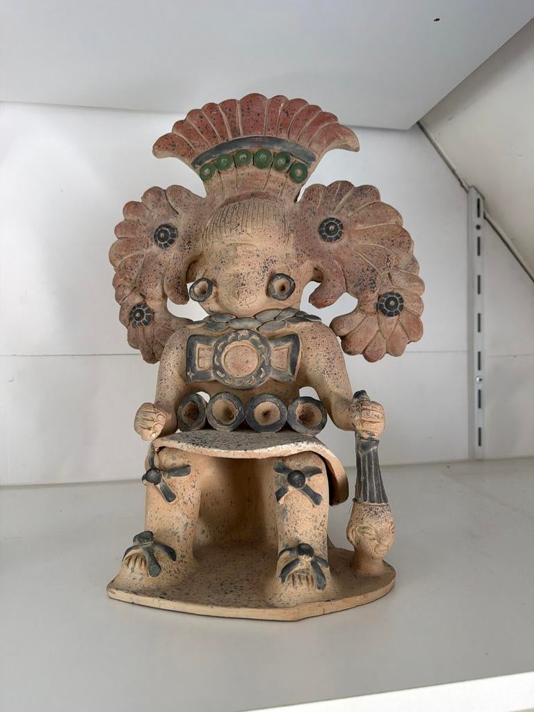Antiek Terracotta Beeld: Meso-Amerikaanse Godheid, Ophalen
