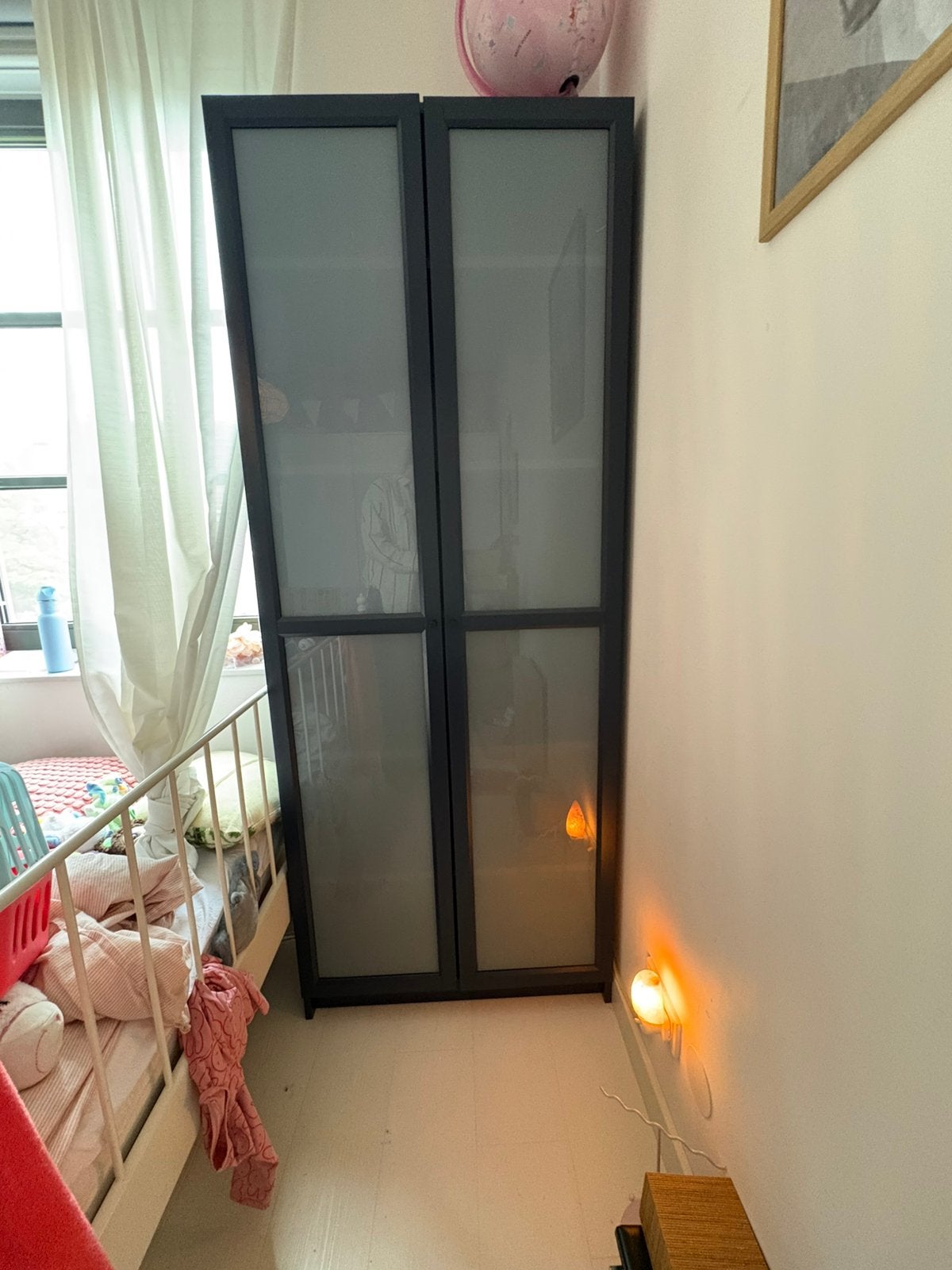 IKEA Billy Boekenkast Donkerblauw met Deuren en Mat Glas, Huis en Inrichting, Ophalen, Gebruikt, 200 cm of meer, 50 tot 100 cm