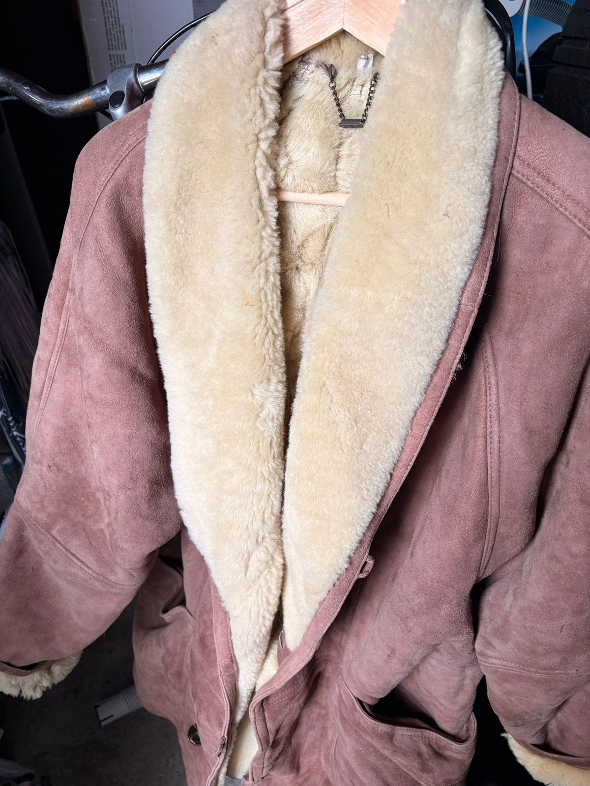 Vintage suède jas met schapenvacht voering, Kleding | Heren, Ophalen, Gedragen, Maat 52/54 (L), Bruin