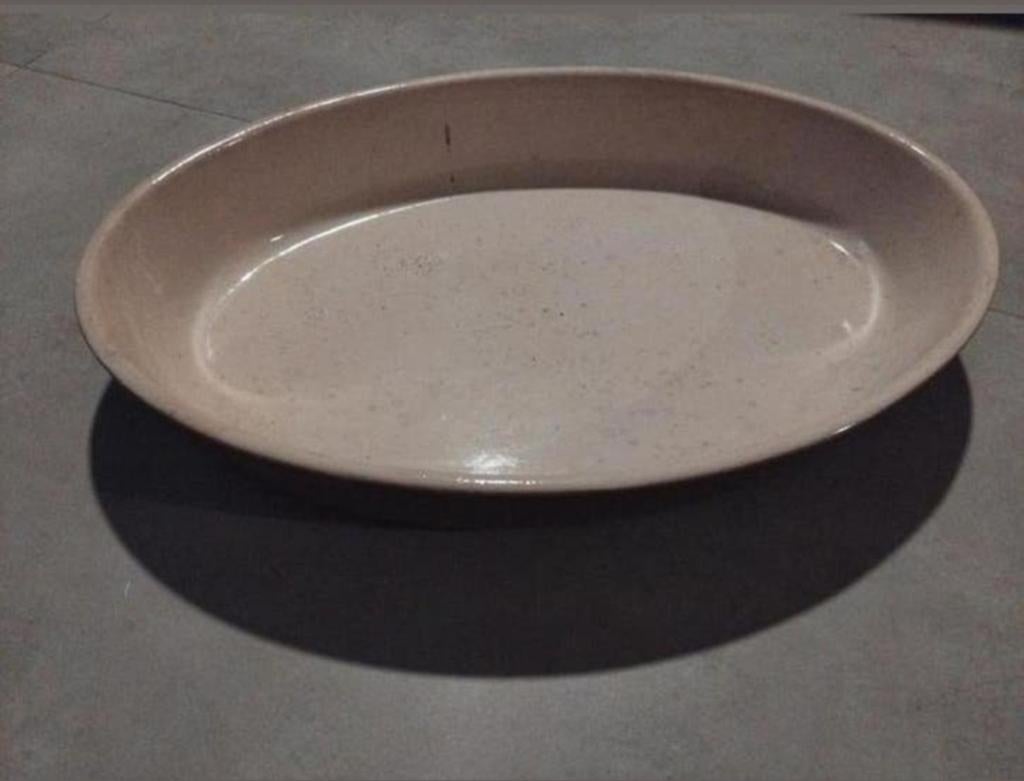 Grote aardewerk ovenschaal schaal 47cm lang brocante emile h, Ophalen of Verzenden, Rond, Steen of Aardewerk