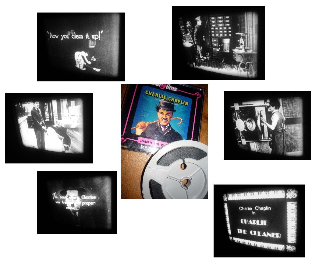 8mm film Chaplin the Cleaner - 60mtr - zw/w - silent, Ophalen of Verzenden, 8mm film