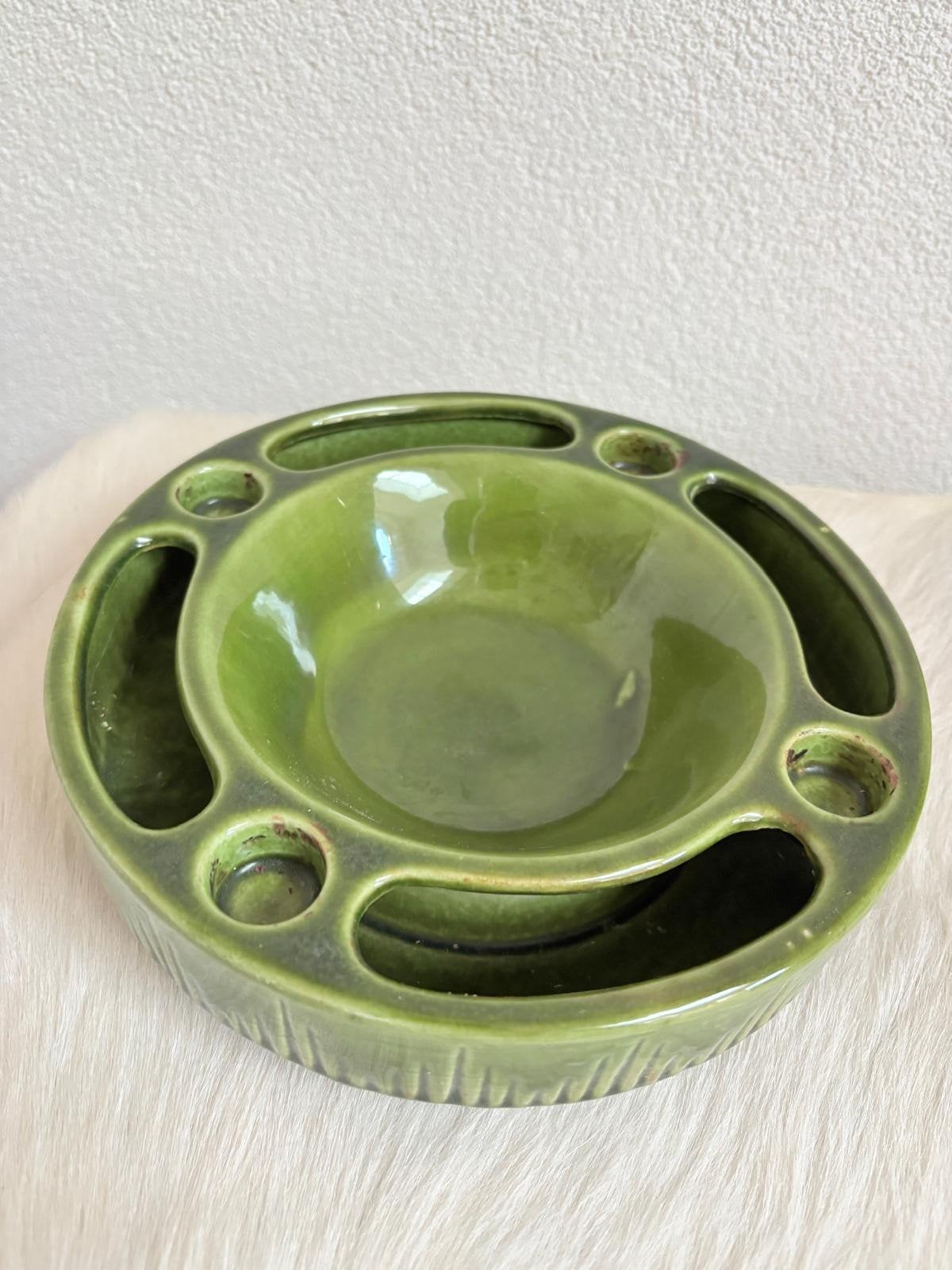 vintage keramische kandelaar (advent), groen, Jasba, Ophalen of Verzenden