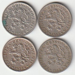 1  koruna  div.jaren  Czechoslovakia km. 4  ( 0,75 p.st. ), Ophalen of Verzenden, Overige landen, Losse munt