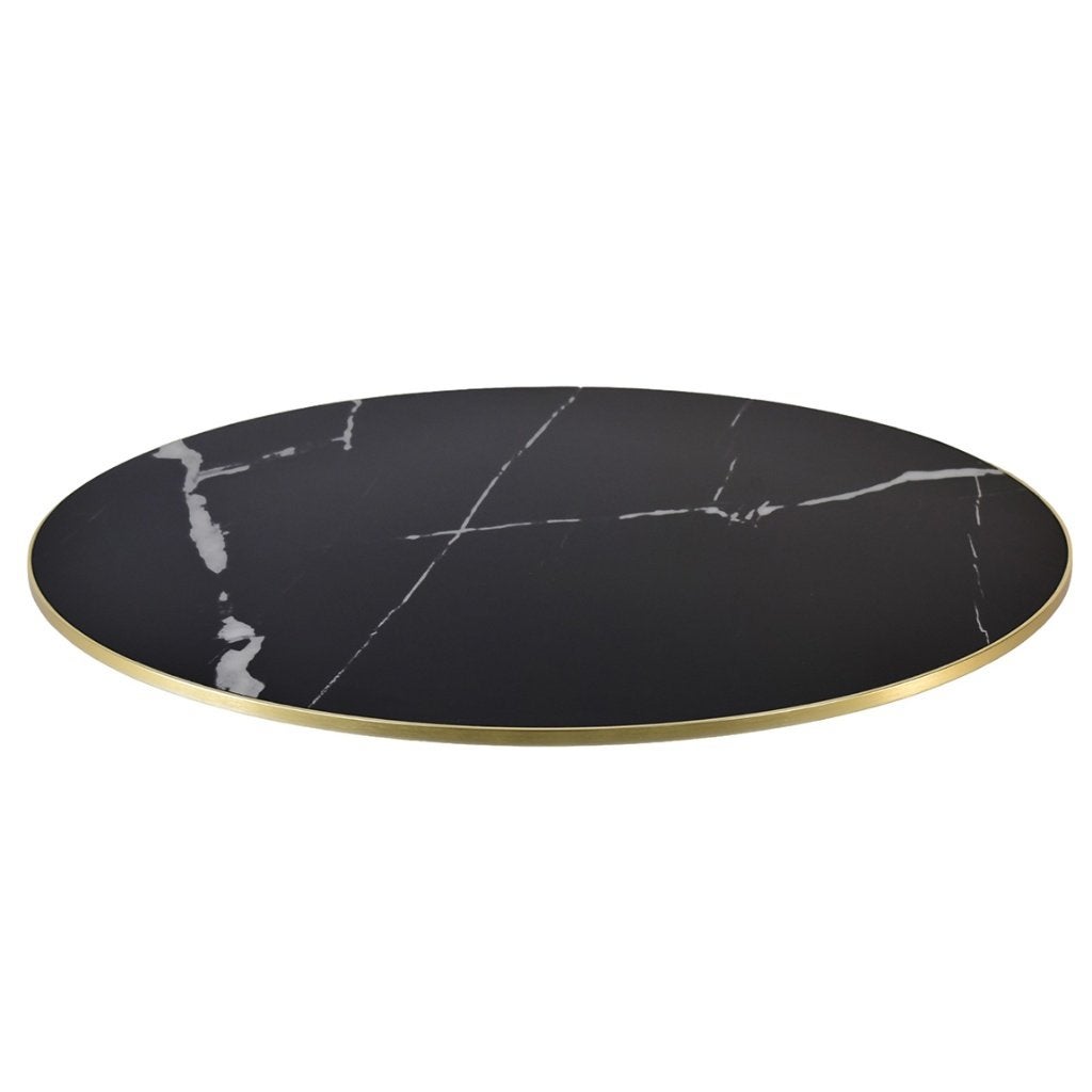 Tafelblad zwart marmerlook met gouden sierring rond 60 cm, Ophalen of Verzenden, Nieuw