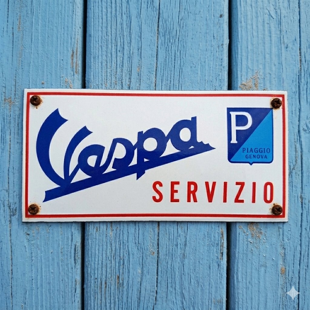 Emaille Schild VESPA Vintage Scooter Reclamebord Italië 80's, Verzamelen, Merken en Reclamevoorwerpen, Gebruikt, Reclamebord, Verzenden