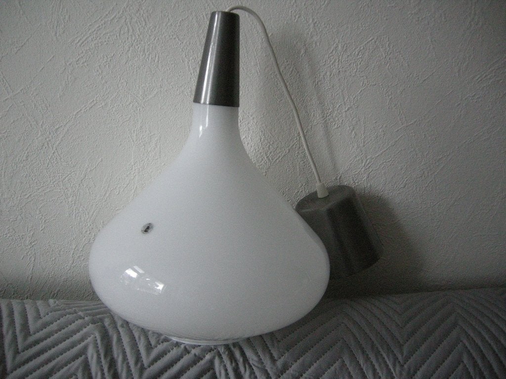 Lamp witte glas Sodak Ikea - nieuwst., Huis en Inrichting, Lampen | Hanglampen, Ophalen, Zo goed als nieuw, Glas, IKea