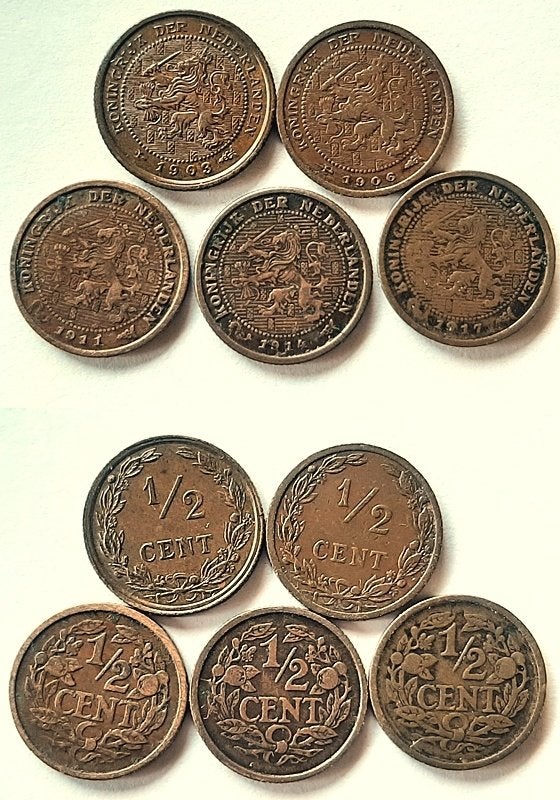5 halve centen 1903-1917, Verzenden, Koningin Wilhelmina, Overige waardes