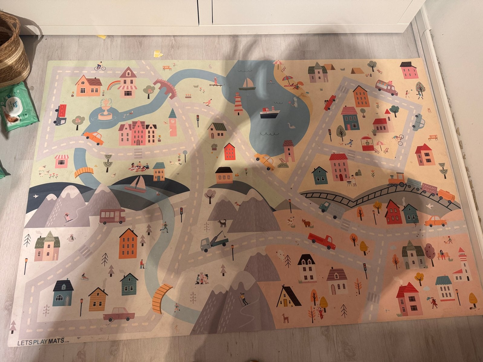 Let’s play speelmat wegen en huisjes (nieuwpriks €80), Ophalen of Verzenden, Gebruikt