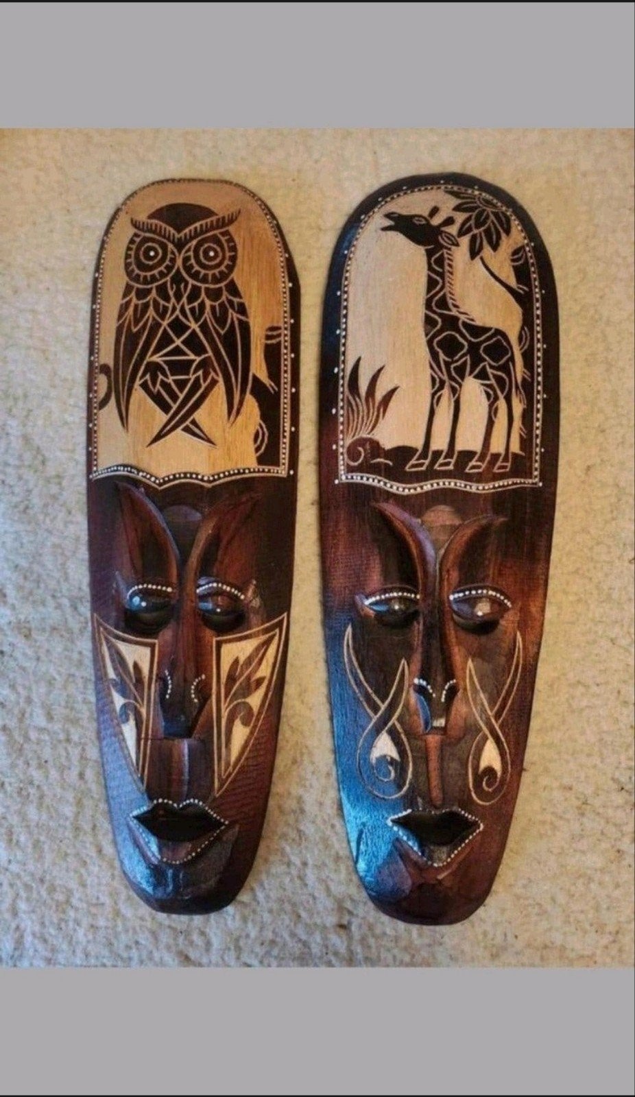 Twee Maskers Indonesia 50 cm., Ophalen of Verzenden