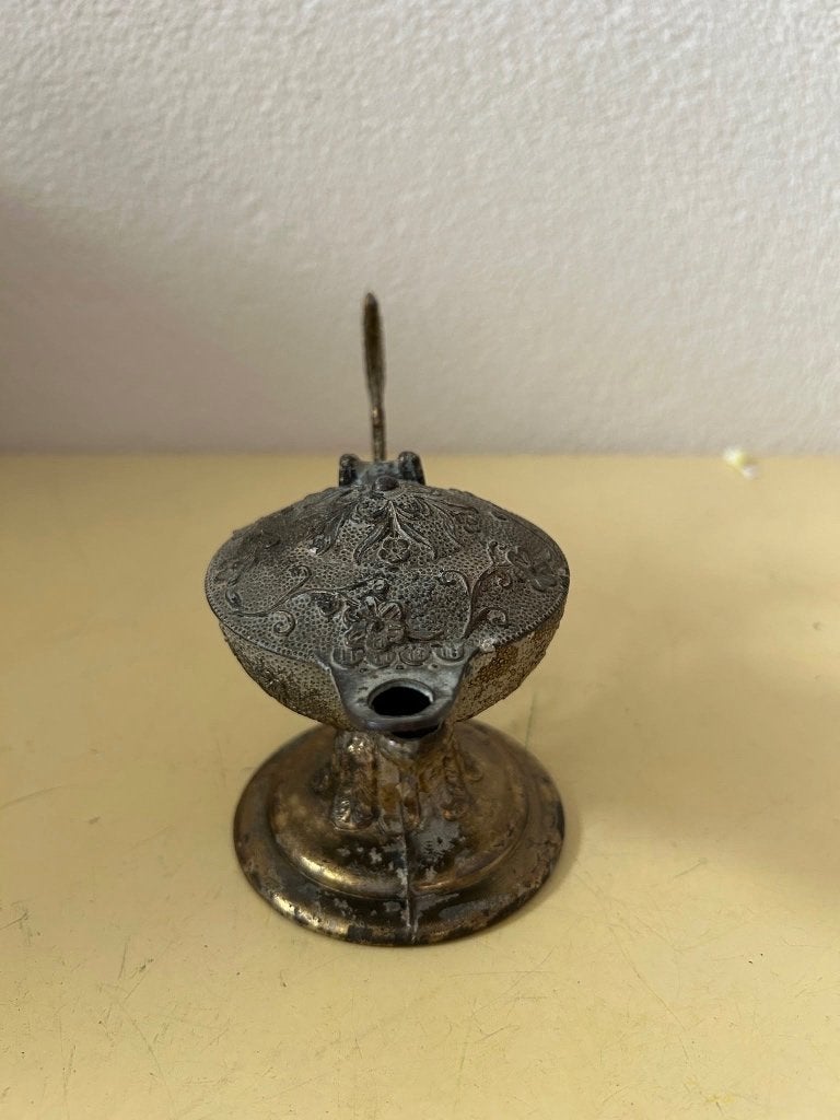 Vintage Italiaanse messing olielamp Aladdin stijl, Ophalen of Verzenden