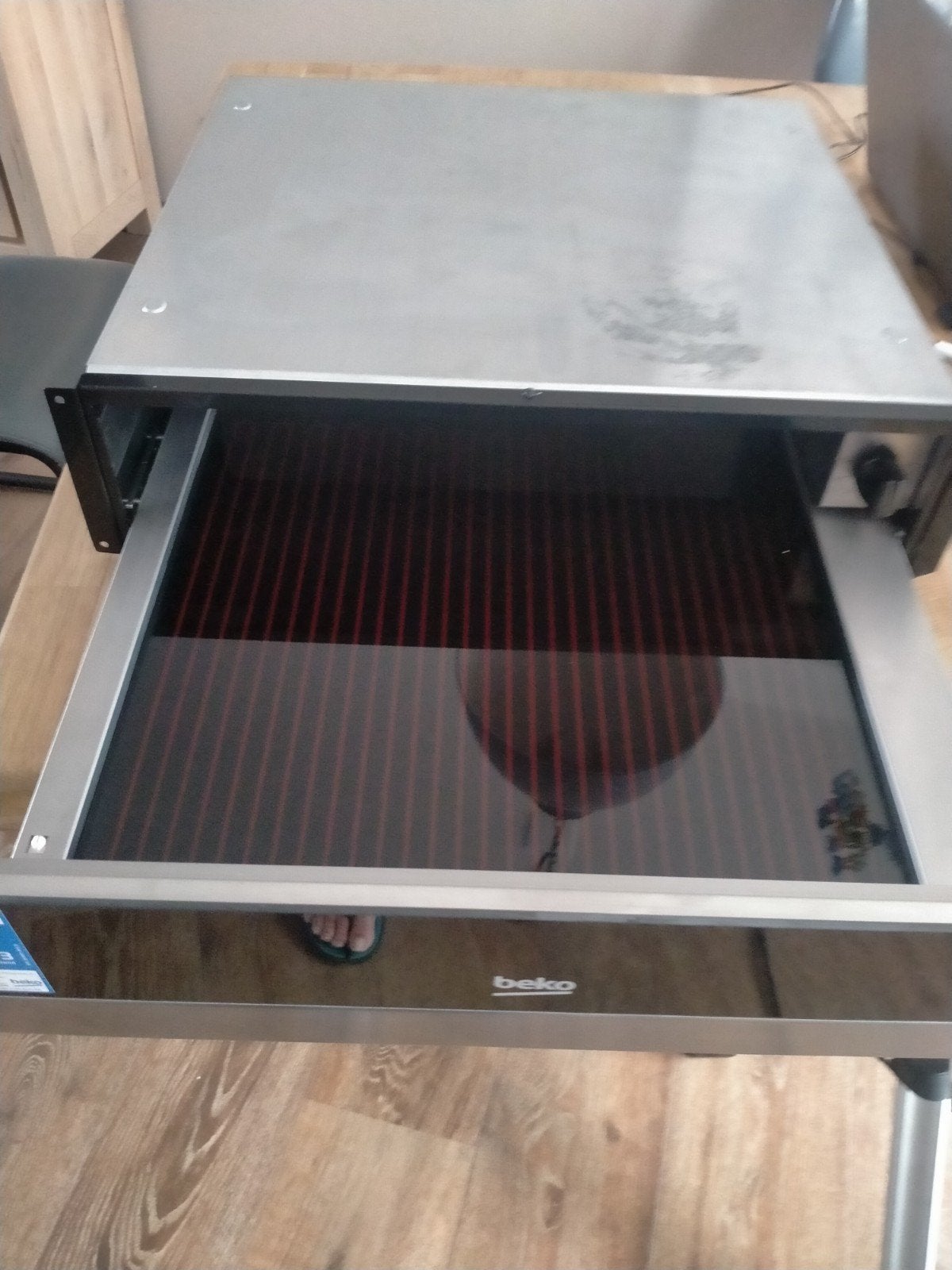 Beko BDRW11401FB Warmhoudlade Zwart Glas, Witgoed en Apparatuur, Ophalen, Minder dan 45 cm, Oven, Nieuw