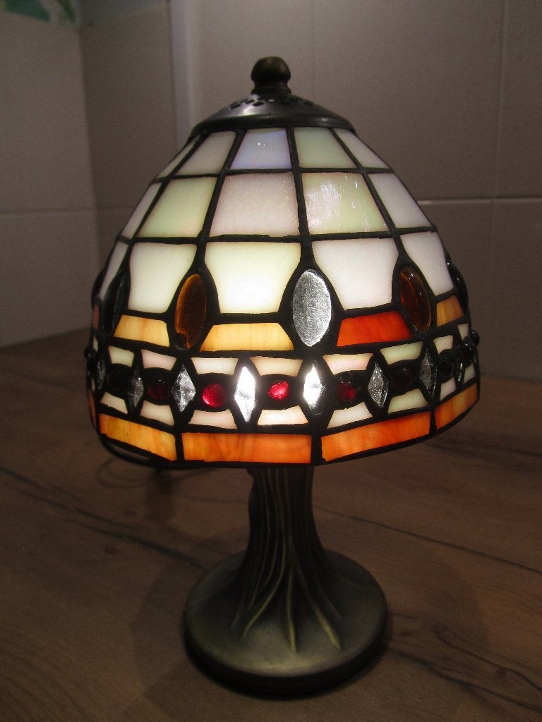 Tiffany tafellamp multicolour strak, Ophalen of Verzenden, Zo goed als nieuw, Tiffany lamp