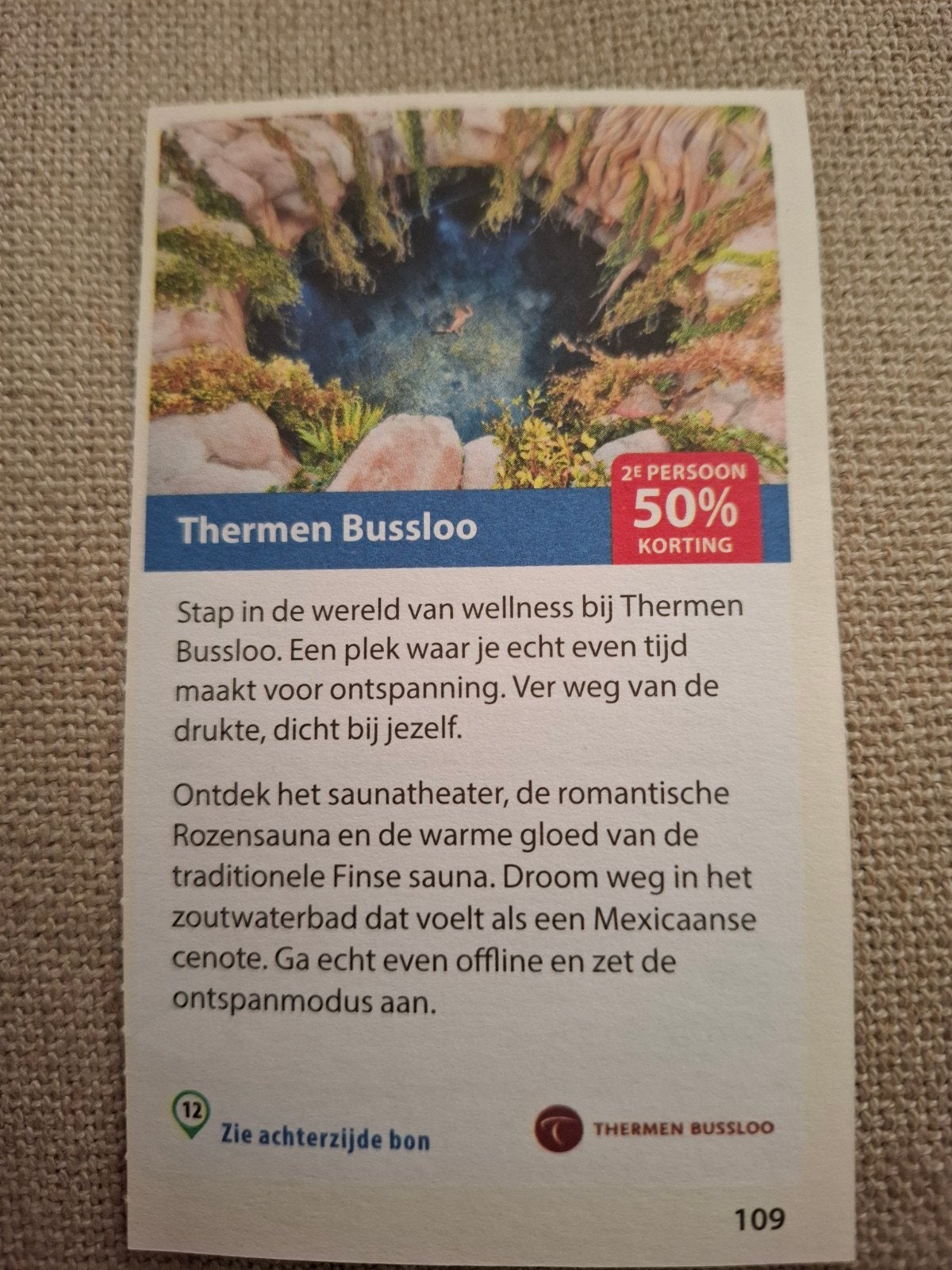 Thermen Bussloo kortingsbon 50% voor 2e persoon, Twee personen, Kortingsbon, Spa of Sauna