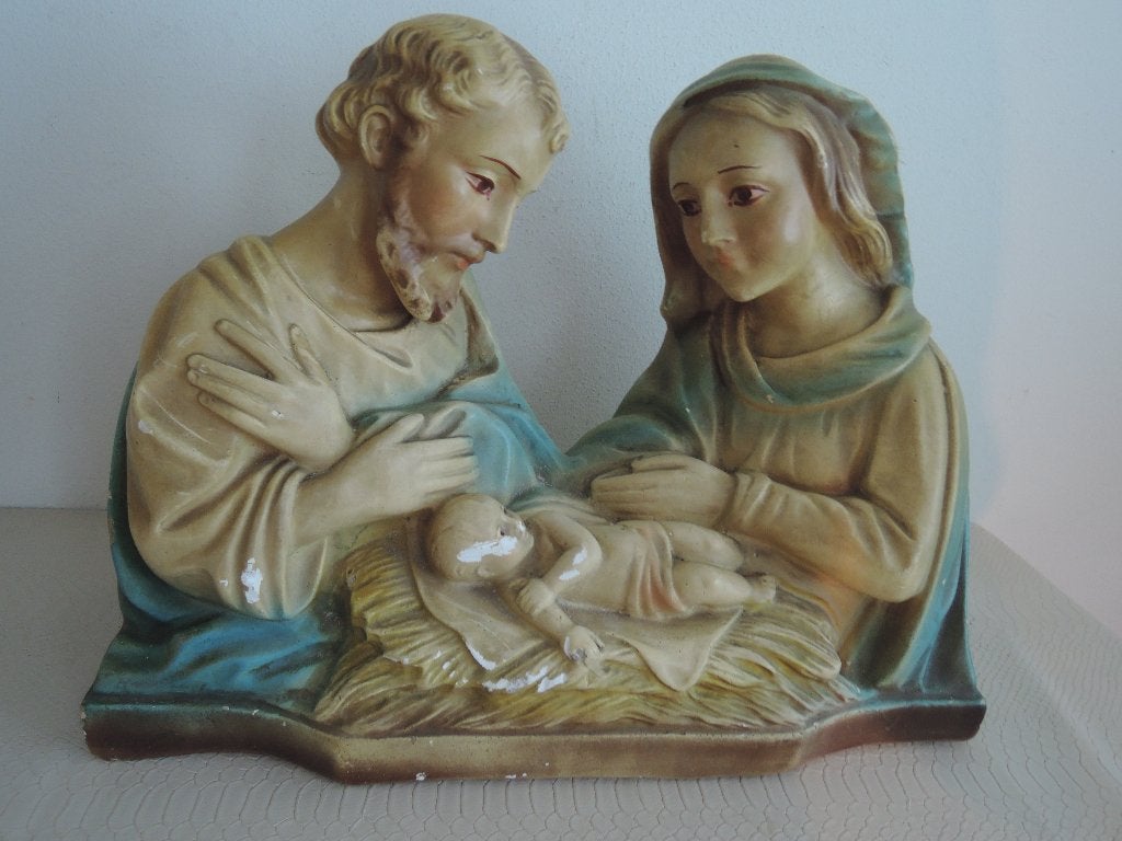 Beeld van Jozef, Maria en kind, Arnova 205, Ophalen of Verzenden, Gebruikt, Beeld(je), Christendom | Katholiek