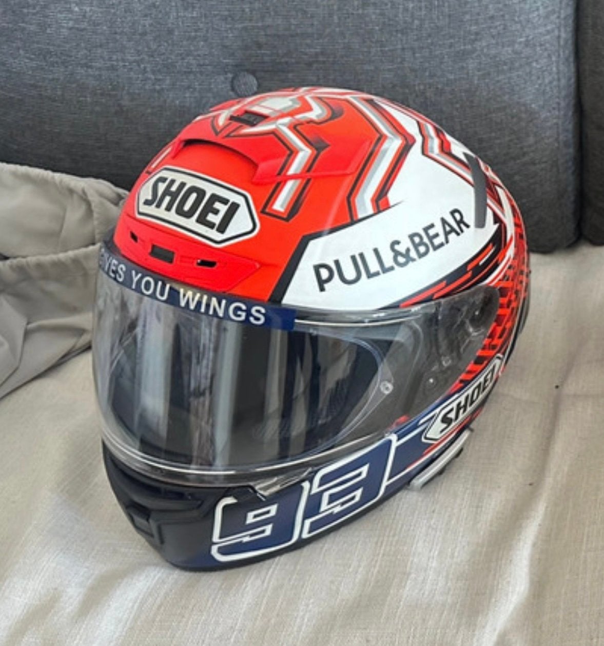 Marc marque helm shoei Medium, Motoren, Ophalen of Verzenden, Tweedehands, Integraalhelm, Shoei