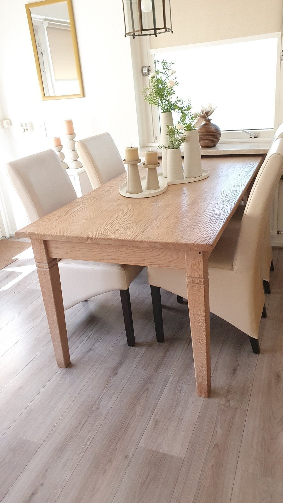 Gezandstraalde eikenhouten eettafel met laden, Huis en Inrichting, Tafels | Eettafels, Ophalen, Gebruikt, 50 tot 100 cm, 150 tot 200 cm