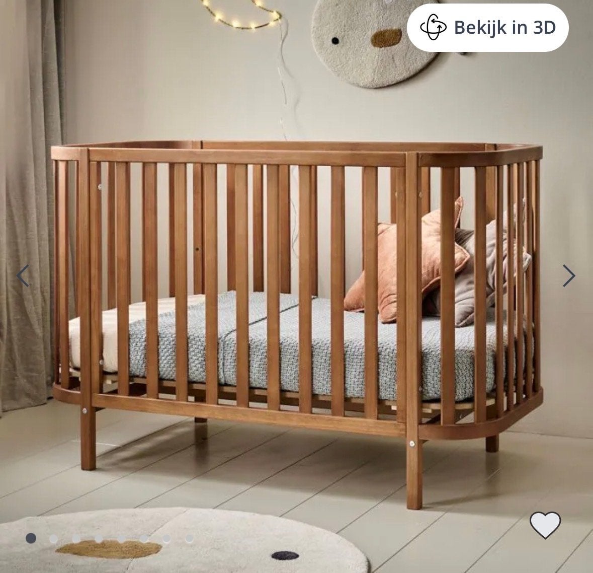 Petite amellie OVAAL LEDIKANT COCOON  60X120 CM | WALNOOT, Kinderen en Baby's, Babywiegjes en Ledikanten, Ophalen, Gebruikt, Ledikant