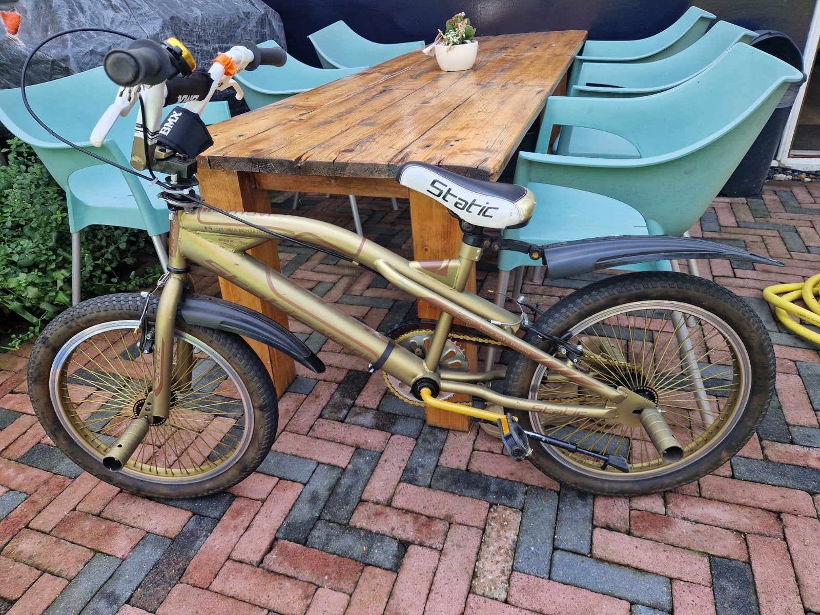 Static BMX - Goudkleurig, Gebruikt, Gebruikt, Staal, Velgrem, 20 tot 24 inch