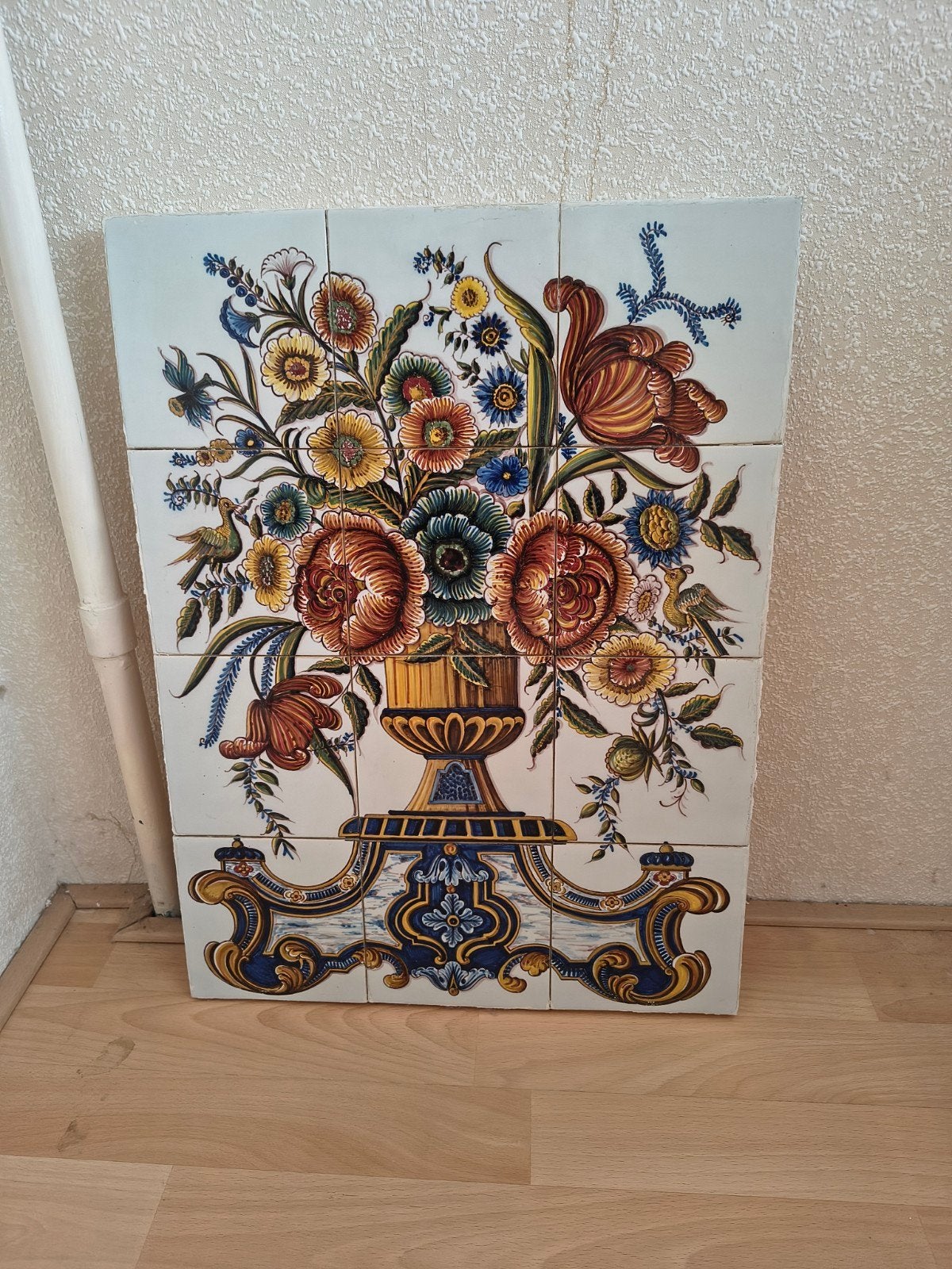 Prachtig handgeschilderd tegeltableau ‘Bloemenvaas’ (Makkum), Ophalen