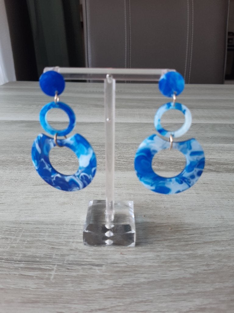 Oorbellen, Sieraden, Tassen en Uiterlijk, Oorbellen, Overige materialen, Hangers, Blauw, Nieuw