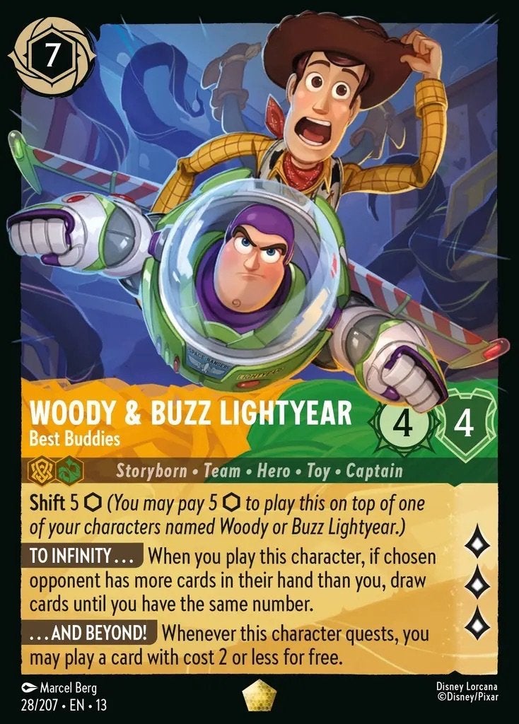 Disney Lorcana - Attack of The Vine - 28 - Woody & Buzz Ligh, Ophalen of Verzenden, Nieuw, Losse kaart