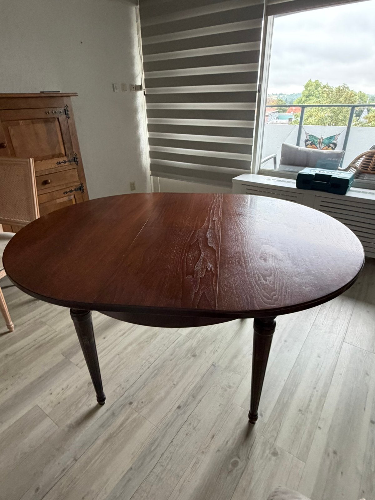 Tafel verstelbaar, Huis en Inrichting, Tafels | Eettafels, Ophalen, Gebruikt, 100 tot 150 cm, Rond