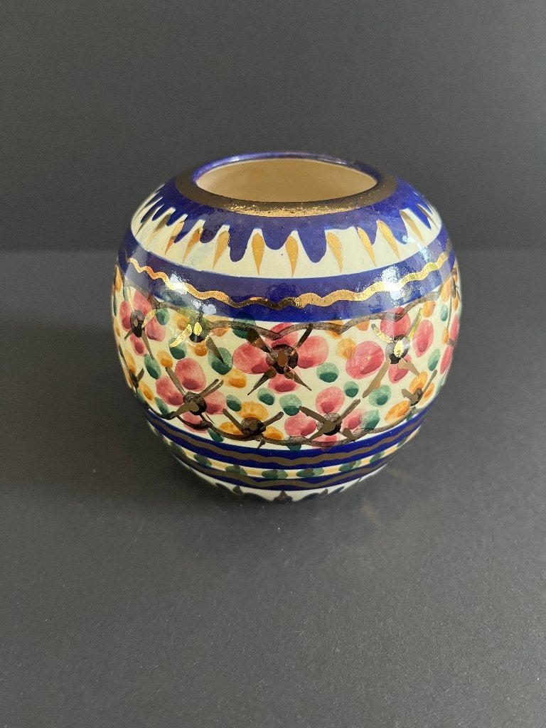 Majolica bont vaasje met bloemen, Antiek en Kunst, Ophalen of Verzenden