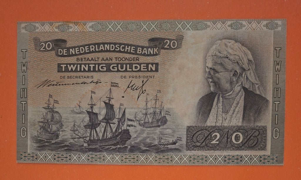 Bankbiljet 20 gulden  1941 OVERDRUKT, Emma, cat. PL51.b2, Verzenden, 25 gulden, Los biljet