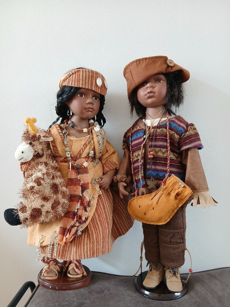 Vintage porseleinen verzamelpop jongen en meisje, Verzamelen, Verzenden, Gebruikt, Pop