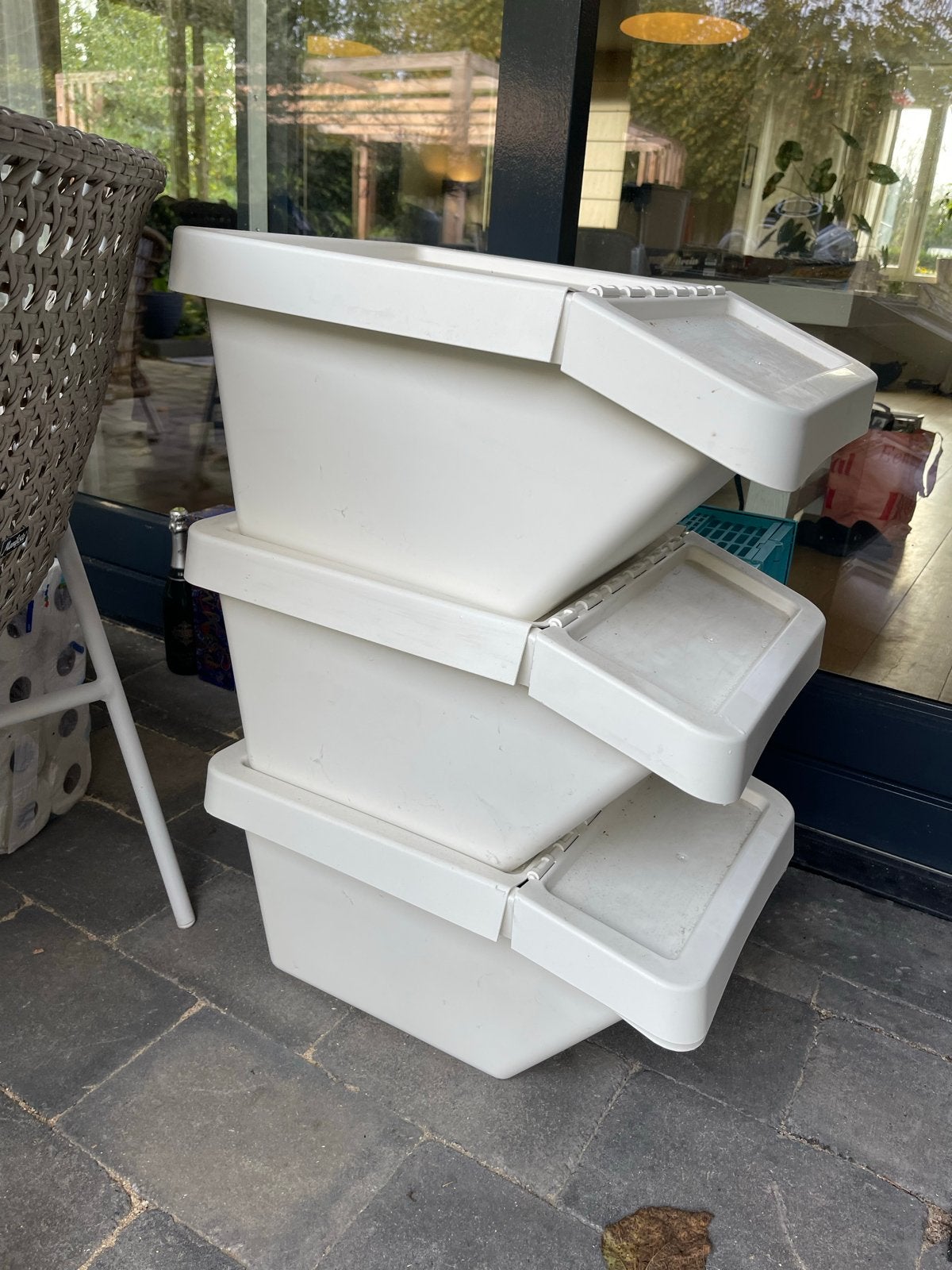 3x Stapelbare Opbergbakken, Ophalen, Gebruikt, 40 tot 60 cm, 50 tot 75 cm