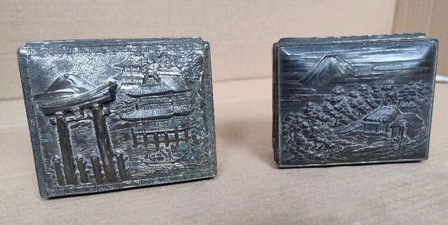 2 oude Japanse zilver Snuisterij Sieradendoosjes, Antiek en Kunst, Ophalen of Verzenden, Zilver