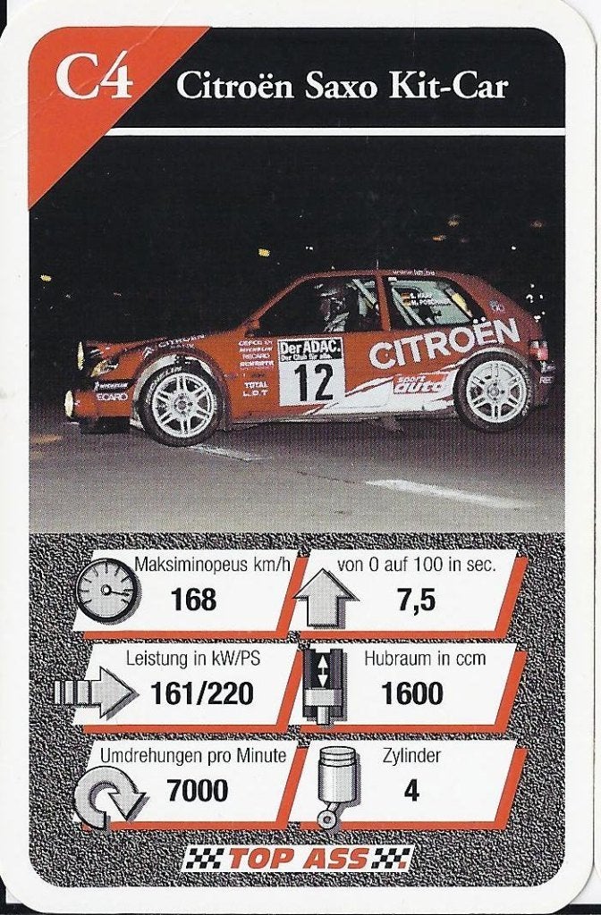 Kw2062 verzamelplaatje c4 auto sport citroen saxo kit car, Ophalen of Verzenden, Zo goed als nieuw, Auto's