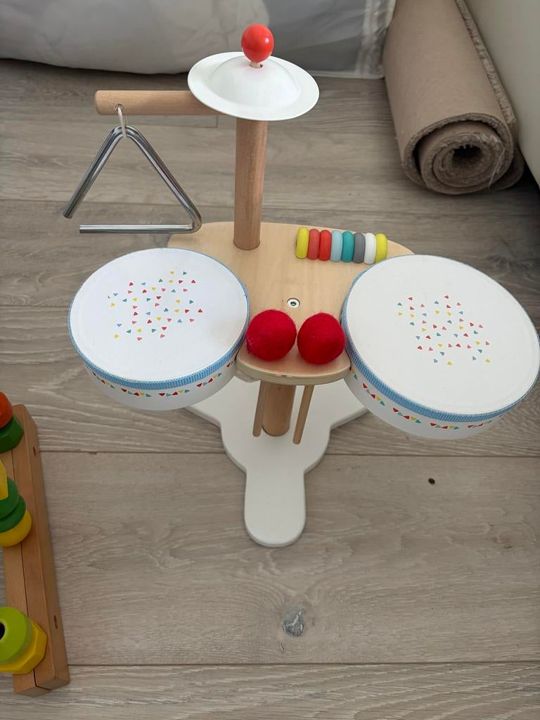 Houten Muziekstandaard met Drums, Triangel en Xylofoon, Ophalen of Verzenden, Zo goed als nieuw, Overige typen, Met geluid