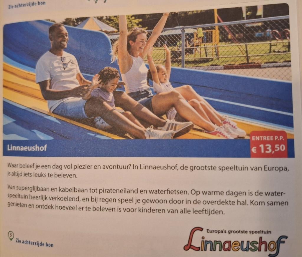 Linnaeushof 13.50 per ticket, Drie personen of meer, Kortingskaart
