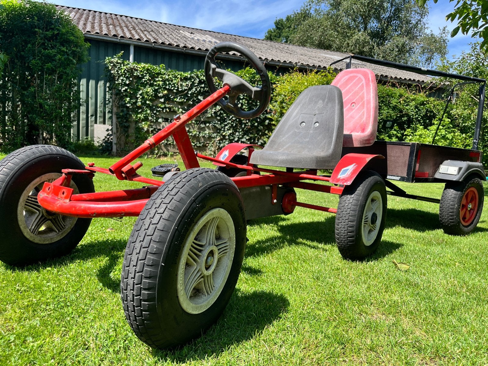Mammoet skelter met aanhanger en duozit, Kinderen en Baby's, Speelgoed | Buiten | Skelters, Ophalen, Gebruikt, Mammoet, Duozit
