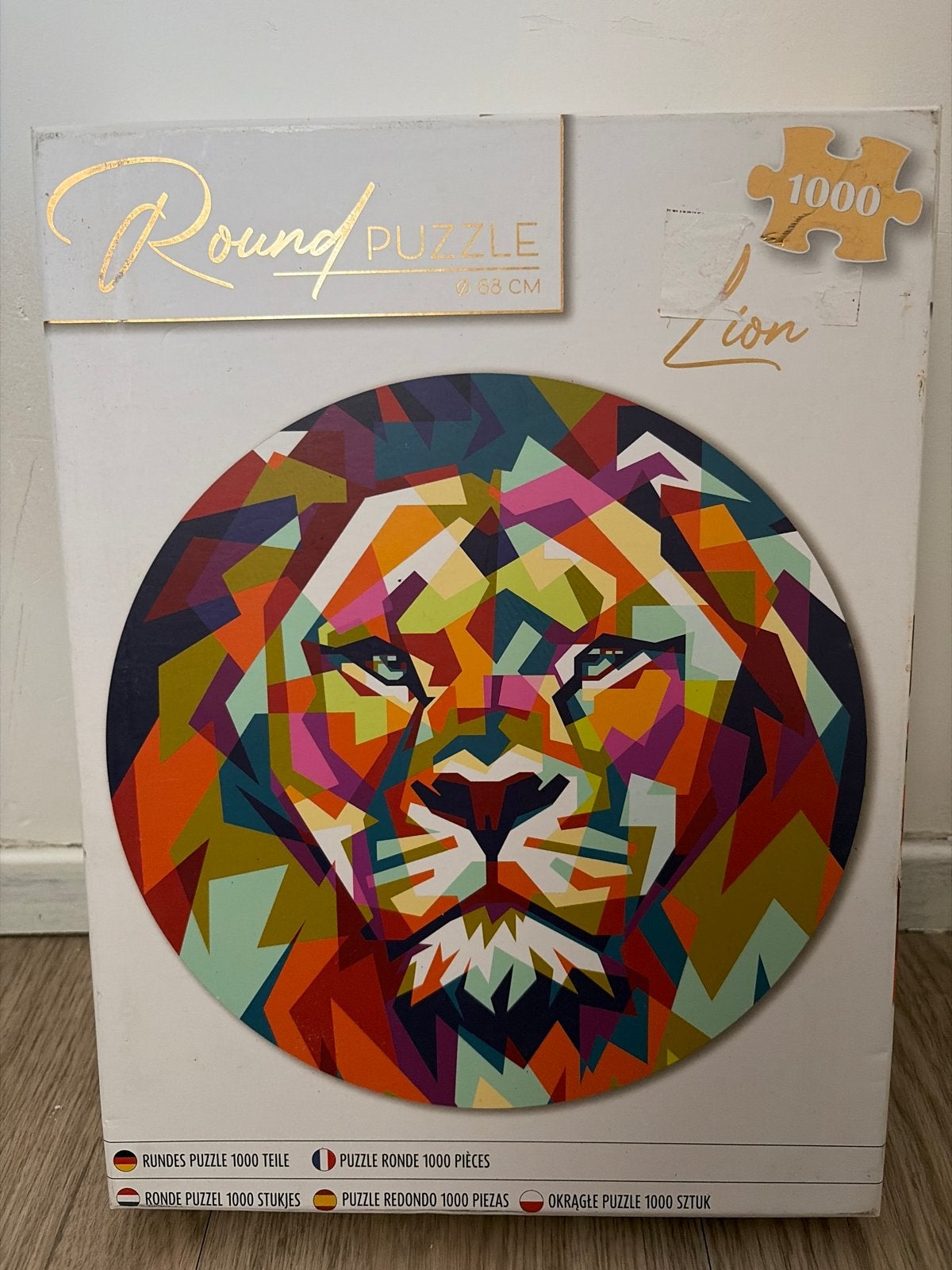 Ronde Leeuwen Puzzel 1000 Stukjes - Kleurrijk Design, Ophalen of Verzenden, 500 t/m 1500 stukjes, Gebruikt, Legpuzzel