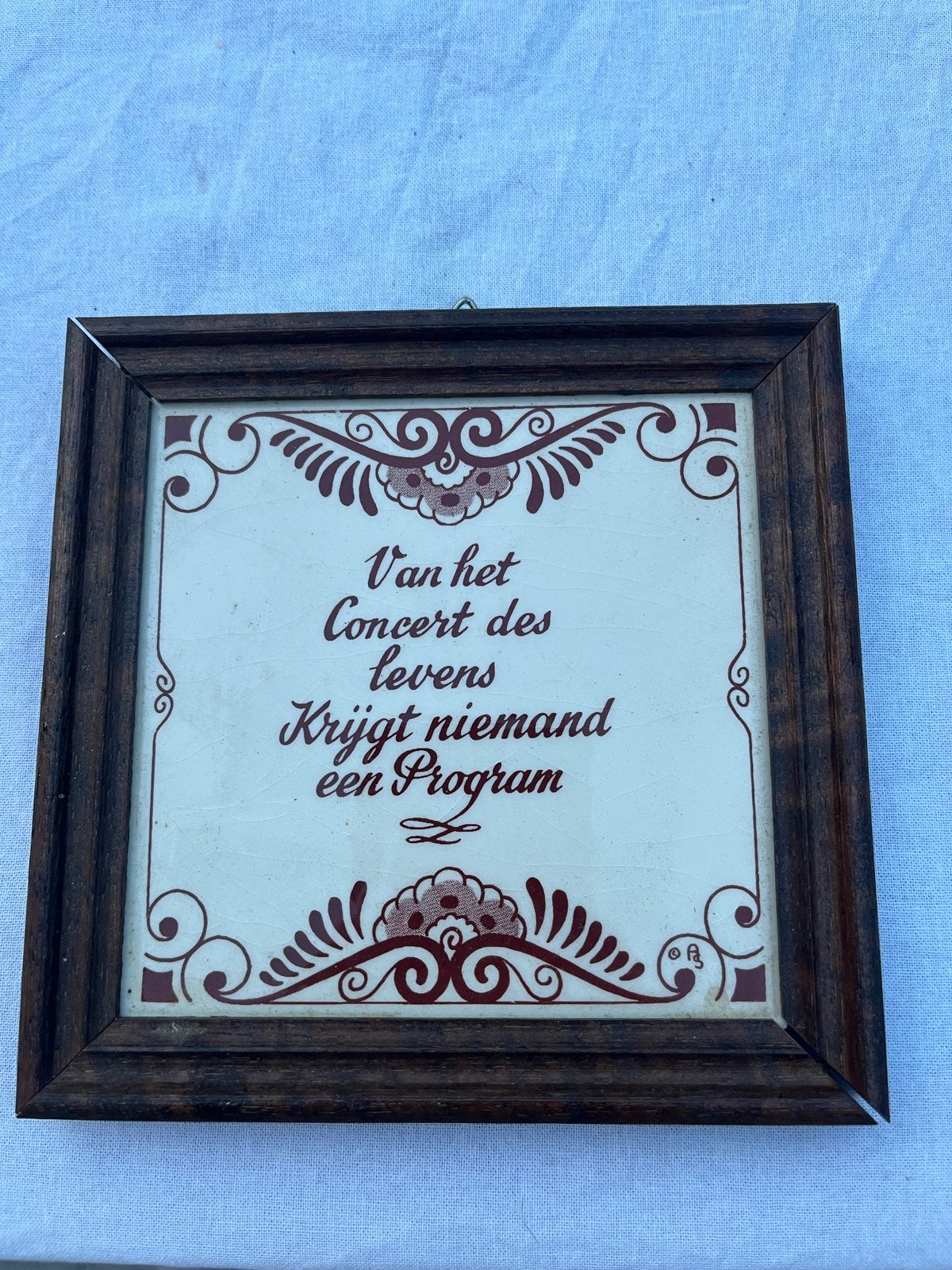 Vintage Tegeltje met Spreuk: Concert des Levens, Antiek en Kunst, Ophalen