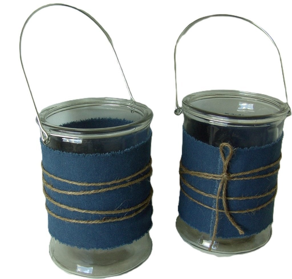 KAARSENHOUDER WINDLICHT GLAS GROOT NIEUW, Contryfield, Windlicht, -, Blauw