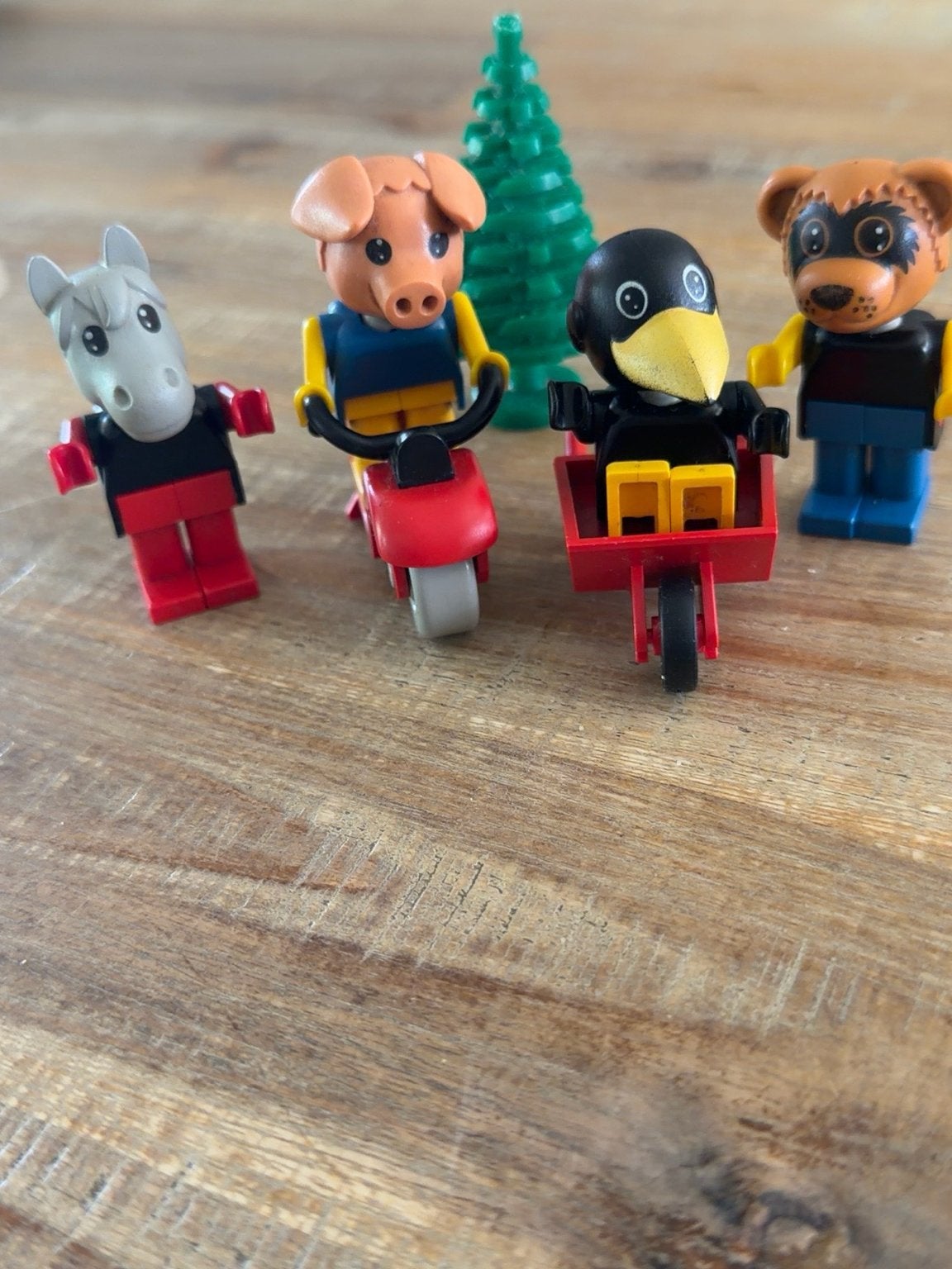 Lego Duplo dierenfiguren met voertuigen en boom, Ophalen of Verzenden, Gebruikt, Overige merken