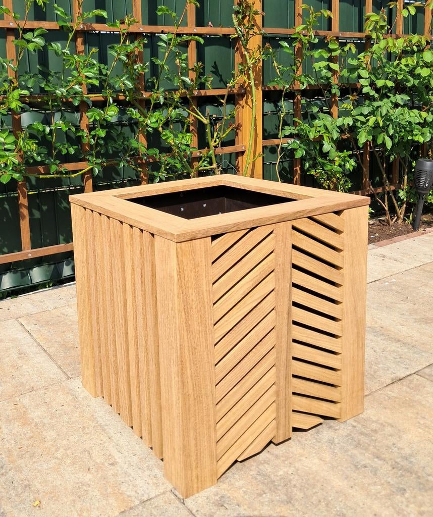 Luxe Design Plantenbak – Handgemaakt Afromosia, Tuin en Terras, Bloembakken en Plantenbakken, Nieuw, Hout, Binnen, Balkon, Tuin