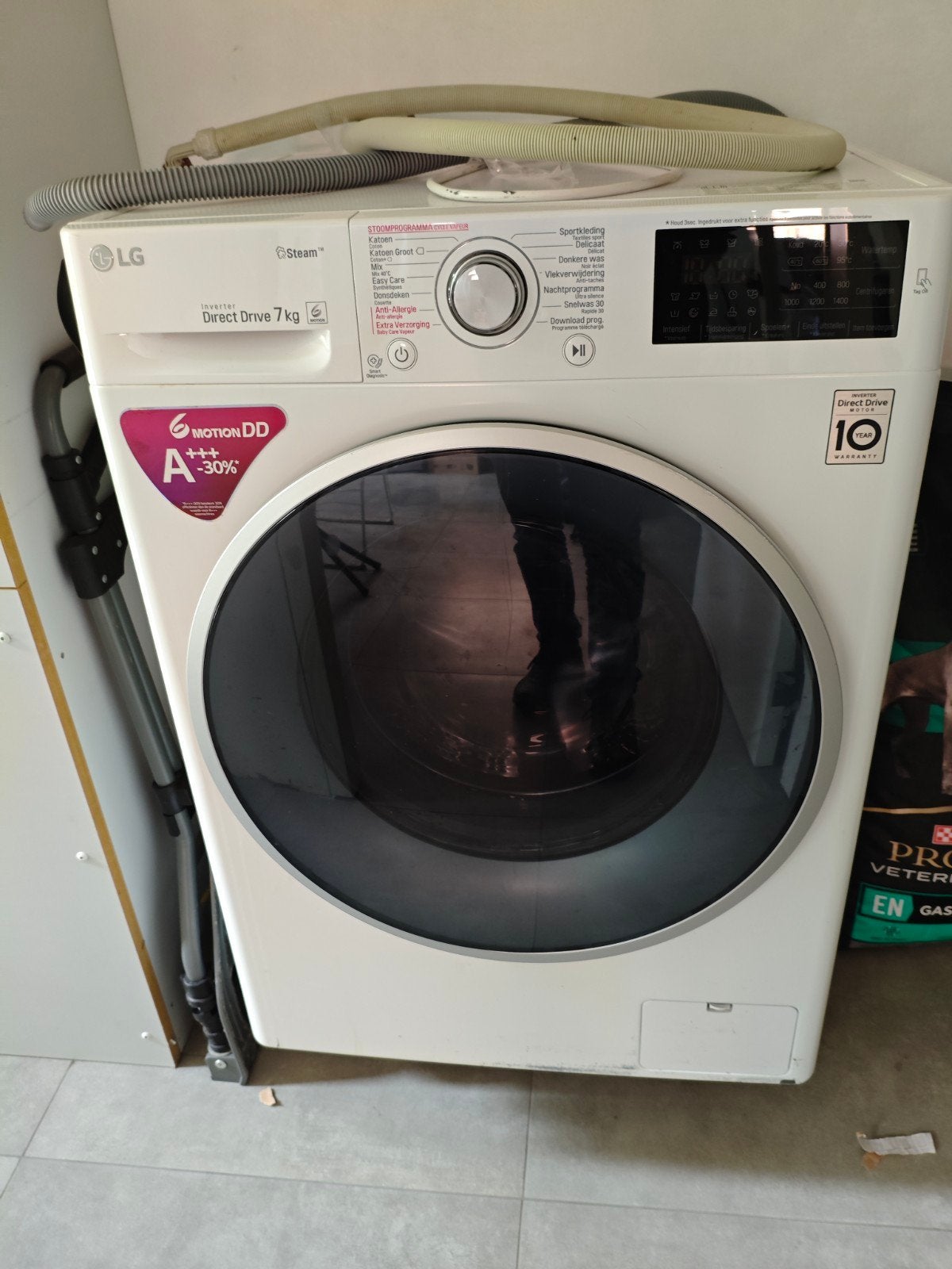 LG Direct Drive 7 kg Wasmachine A+++ -30% Stoomfunctie, Gebruikt, Ophalen of Verzenden, Voorlader, 85 tot 90 cm