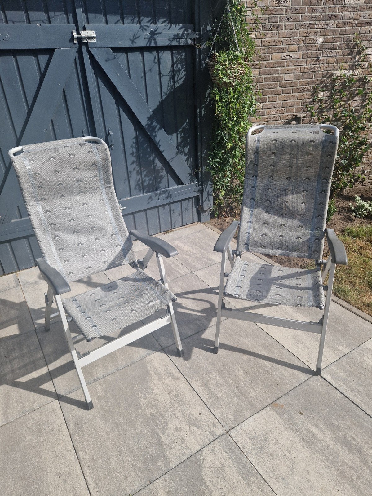 2 Lichtgewicht standenstoelen met comfortabele hoofdsteun, Tuin en Terras, Ophalen, Gebruikt, Textileen, Verstelbaar