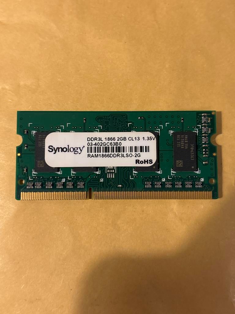 Synology DDR3L 2GB 1866MHz RAM Geheugenmodule, Computers en Software, RAM geheugen, DDR3, Ophalen of Verzenden, Zo goed als nieuw