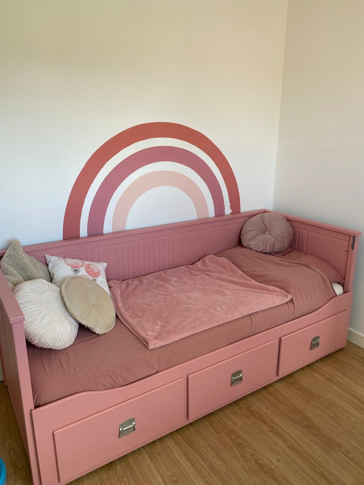 HEMNES Bedbank met 3 lades, roze geverfd, 80x200 cm, Ophalen, Gebruikt, 80 cm, 200 cm