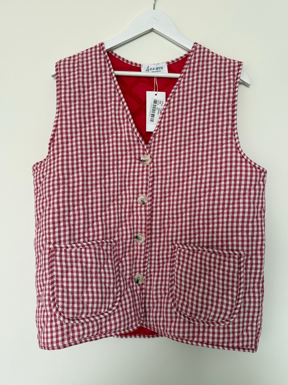 Azzurro Geruite Gewatteerde Gilet Rood/Wit, Ophalen of Verzenden, Nieuw, Maat 42/44 (L), Rood