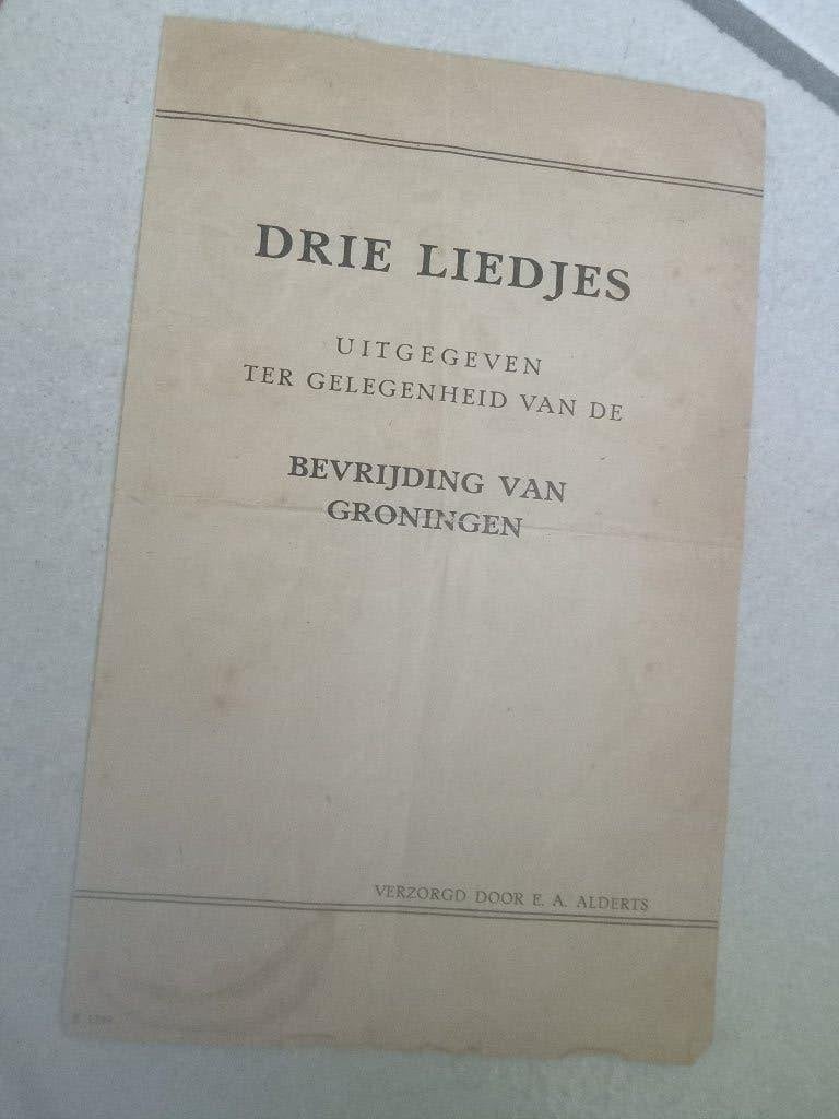 Drie Liedjes  Bevrijding van Groningen, Ophalen of Verzenden, Overige soorten, Nederland, Boek of Tijdschrift