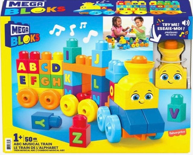 Mega Bloks  Muziektrein met alfabet, Kinderen en Baby's, Speelgoed | Bouwstenen, Ophalen of Verzenden, Zo goed als nieuw, Megabloks
