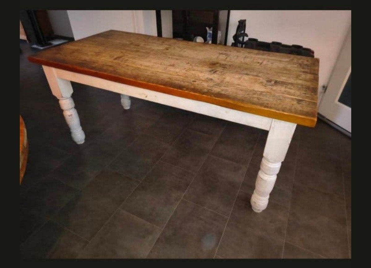 Stevige wagondelen tafel 180x90 cm, Ophalen, Gebruikt, 50 tot 100 cm, Vijf personen of meer